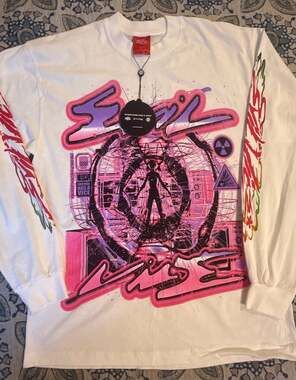 Evil Vice Brain Racer Graphic White Long Sleeve T-Shirt